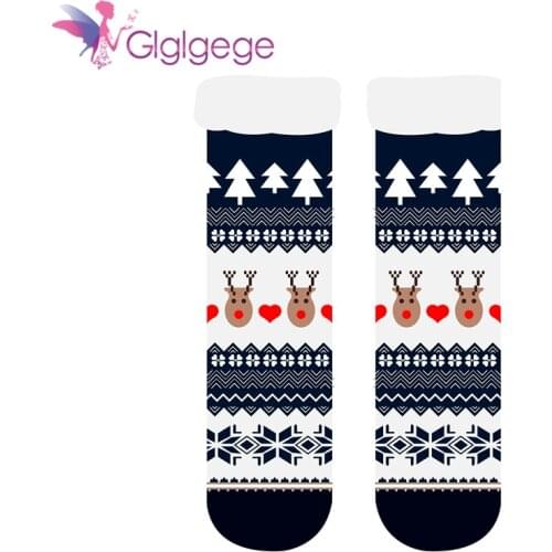 Glglge New 2 Pair Long Floor Man Socks Home Slipper Mans Winter Warm Fuzzy Anti-Skid Lined Indoor Floor Slipper Christmas Socks