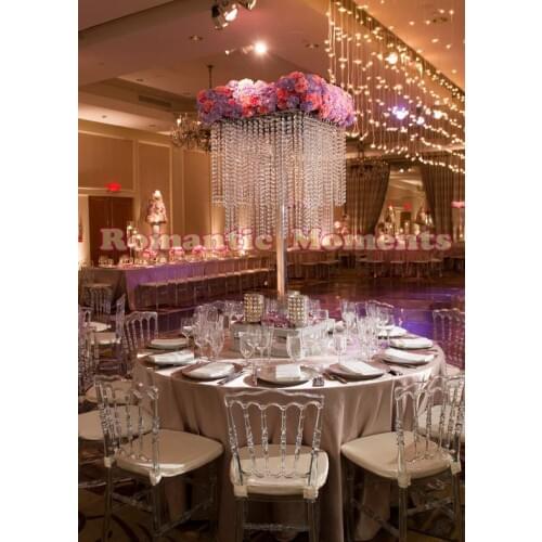 Crystal Table Centerpieces Metal Flower Stand Wedding Decoration 80cm Tall