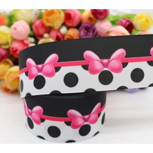 10 yards 1'' (25mm)/1.5" 38MM dot and bow printed grosgrain ribbons cartoon ribbon hair accessories WQ14072610