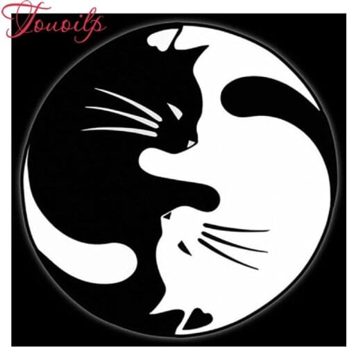 Touoilp square/round 5d diamond painting Yin Yang cat cross new Year diamond embroidery plastic crafts Full diamond painting