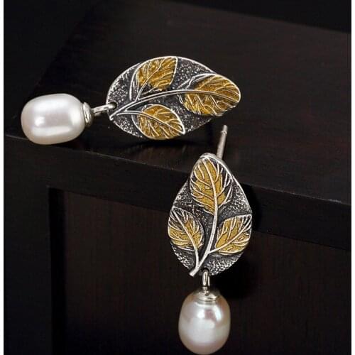 2018 Hot Sale Brinco Restoring Ancient Ways Natural Pearl Leaves Joker High-grade Ladies Earrings Pendant Products Wholesale