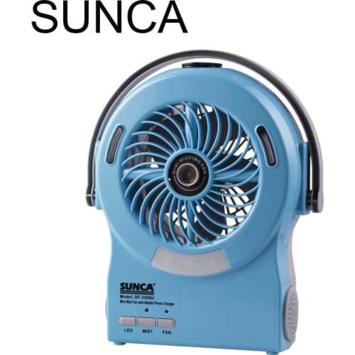 SUNCA Small Power Portable Fan With LED Light Mini Portable Mute Desktop Dormitory Office Students Use