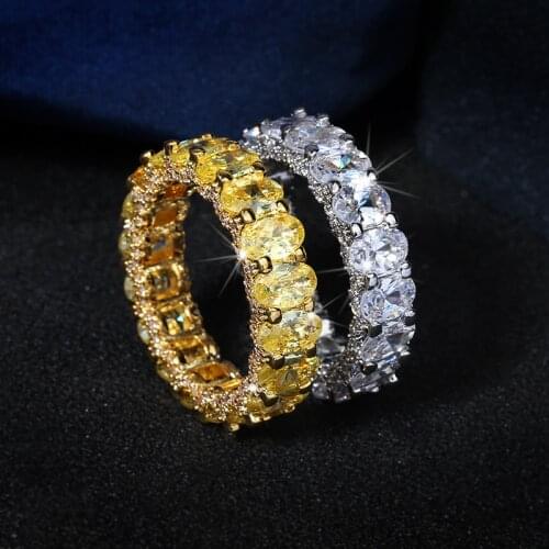 Fashion Bling Large Zircon Gold and Silver Hip Hop Zircon Ring Engagement Jewelry Mens and Womens Ring Jewelry