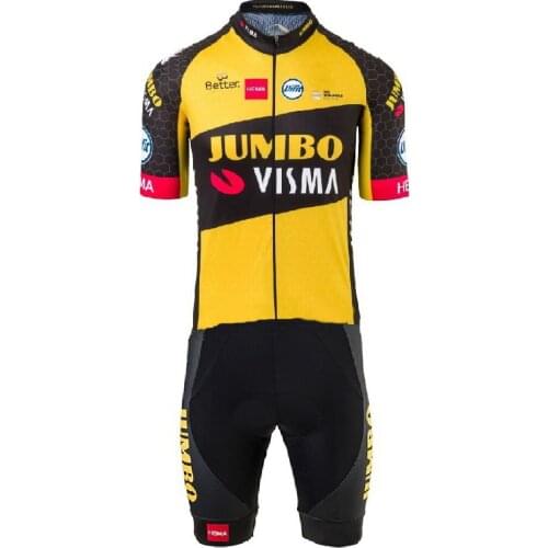 MENS CYCLING WEAR CYCLING JERSEY BODY SUIT SKINSUIT WITH POWER BAND 2021JUMBO VISMA TEAM GEL PAD SIZE XS-4XL