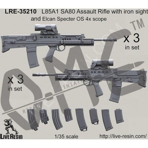 [Scale Model Kit] Live Resin LRE-35210 1/35 L85A2 SA80 Assault.Rifle with iron sight and Elcan Specter OS 4x scope