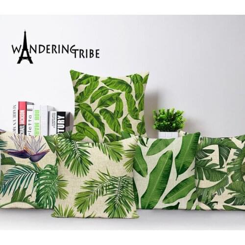 Tropical Print Pillow Cover Leaves Throw Pillow Linen Cushion Covers 45x45 Cm Decorative Pillow Cases Custom High Quality Kissen