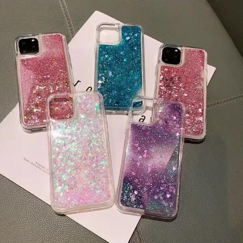 New Fashiong For Phone Cases Glitter Waterfall Bling Glitter Quicksand For iPhone 12 11 8 7P 11 Pro Max Clear Glitter Phone Case
