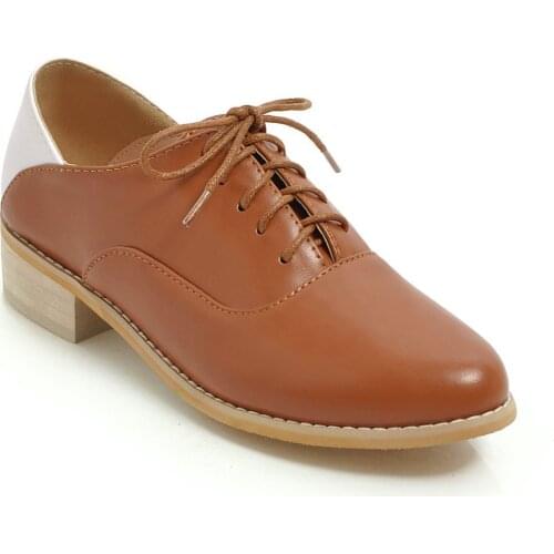 Early spring in 2019 new product size and comfortable with low side yards, 40-46 lace-up joker single woman shoes