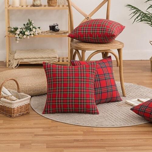 New Christmas Plaid Pillowcase Simple Geometric Pattern Pillow Cover Sofa Cushion Cover 30x50 45x45 50x50cm Throw Pillows Cover