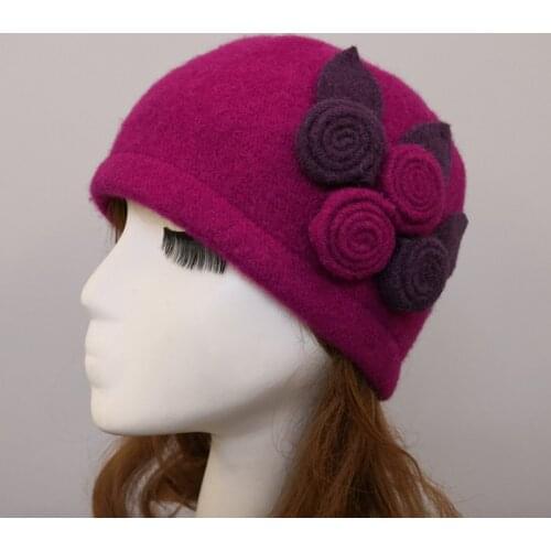 New Women Fedoras 100% Pure Wool Dome Winter Hats For Women Floral Casual Brand Warm Lady Autumn Floppy Soft Girls Fedoras
