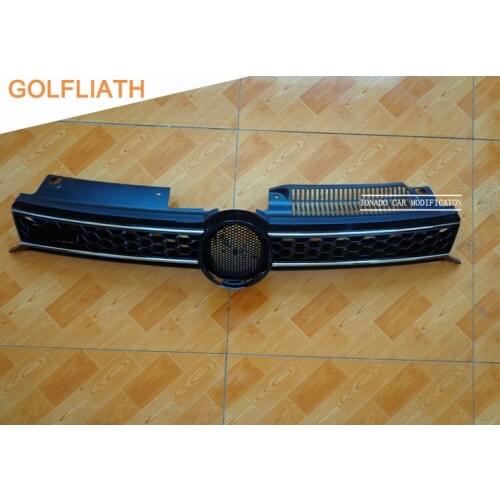 GOLFLIATH chrome stripe HoneyComb Front Grille meshed racing grill center grills For Volkswagen VW Golf MK6 & GTI & R20