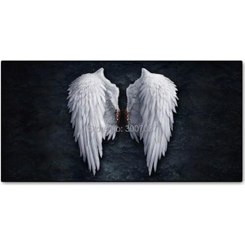 Hand Painted Angel Wings Vintage Oil Painting Black And White Canvas Paintings Wings Pop Art For Living Room