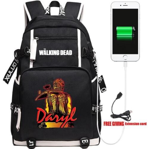 New TV The Walking Dead USB Backpack Unisex Travel Shoulder Laptop Bags Cartoon Teens Kids Student School Bags Bookbag