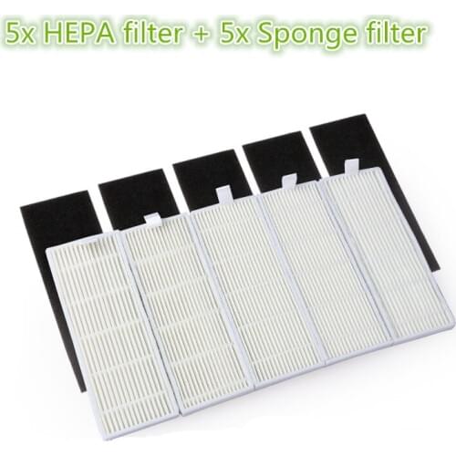 5x A4 Robot Cleaner Parts HEPA Filters +5x Sponge filter Replacement for chuwi ilife A4s robotisc Vacuum Cleaner