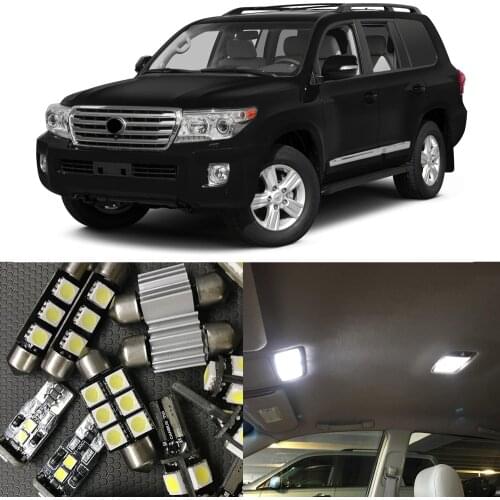 14pcs White No Error LED Light Bulbs Kit For 2009-2016 Toyota Land Cruiser/Land Cruiser Prado Interior Map Dome Door Step Light
