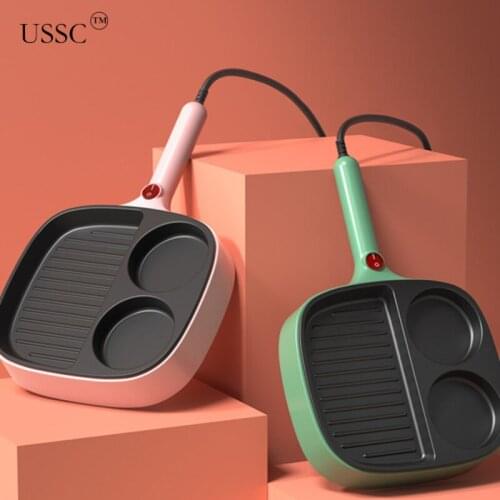 USSC Fried Egg Hamburger Non Stick Flat Bottomed Household Fried Steak Pan Breakfast Pancake Pan Small Two Hole Fried Egg HZ048