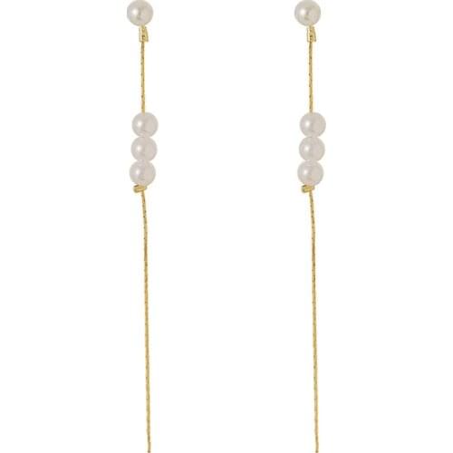 Japan And South Korea Fashion Earrings Jewelry Simulation Pearl Tassel Long Fashion Temperament Two Earrings Female Wholesale