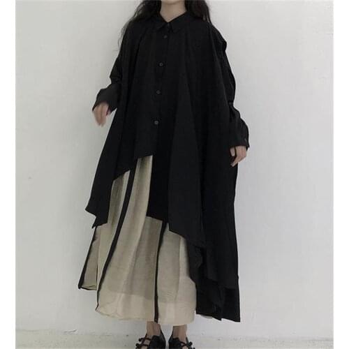Large autumn 2021 new womens early autumn temperament skirt irregular shirt skirt fairy thin small black skirt