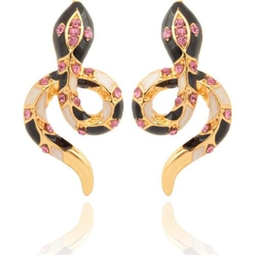U7 Snake Earrings Fashion Jewelry Trendy Colorful Cool Animal Rhinestone Crystal Drop Earrings For Women E382
