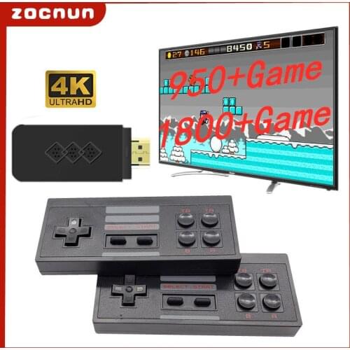 Zocnun USB Wireless Handheld TV Video Game Console Build In 1800 Classic Game 4K 8 Bit Mini Video Console Support HD Output