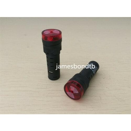1PCS AD16-16SM 16mm 12V 24V 110V 220V Flash Signal Light Red warning Buzzer Beep Alarm plastic Indicator Red