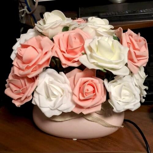 20/25/30Pcs 8cm Fake Rose Artificial Flowers Bouquet Foam Bridal Bouquet Engagement Wedding Party Decoration DIY Home Decorative