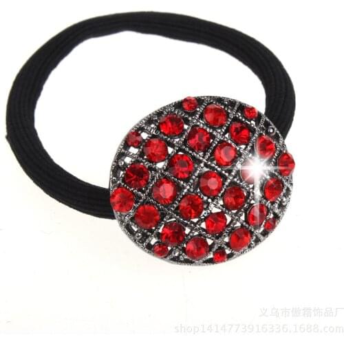 12 Pcs Stretch Elastic Square Hair Rope Circular Hair Band Hair Ring Bridal Wedding Prom Party Crystal hair circle