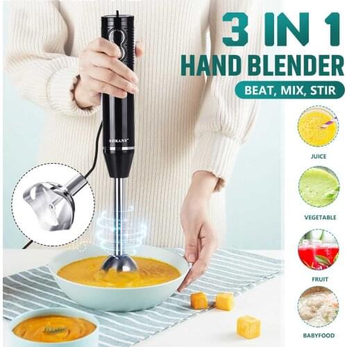 300W 3-in-1 Immersion Hand Stick Blender 2 Speeds Electric Food Vegetable Grinder Hand-held Cooking Complementary Food Machine