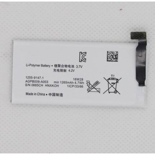 10pcs/lot 1265mAh Mobile Phone Battery For Sony Xperia P LT22 LT22I Batteries AGPB009-A001 battery