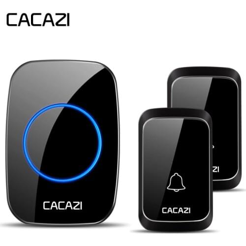 CACAZI Wireless Waterproof Doorbell Smart DC battery-operated 300M Remote 1 2 Button 1 2 Receiver 36 chimes Cordless Doorbell