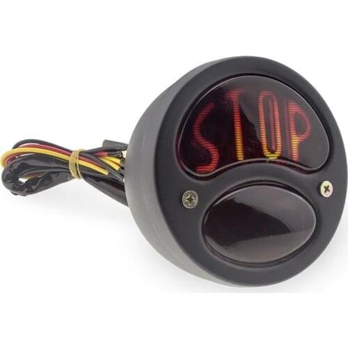 Black Metal Stop Tail Light 12V Brake Light Motorcycle Rear Lights Cafe Racer Scooter Offroad