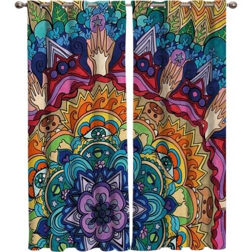 Colorful Mandala Abstract Flower Room Curtains Window Window Curtains Living Room Bedroom Kids Room Kitchen Indoor Drapes Window