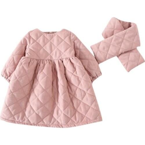 DFXD Girls Dress Winter New Arrival 2020 Pink/Blue Long Sleeve Plus Cotton Thicken Loose Princess Dress Kids Clothes For 1-5Yrs