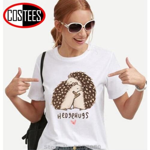 Hedgehugs T shirt women hedgehogs t-shirts female hedgepigs tshirt girls romance valentine gift birthday couples heart tee shirt