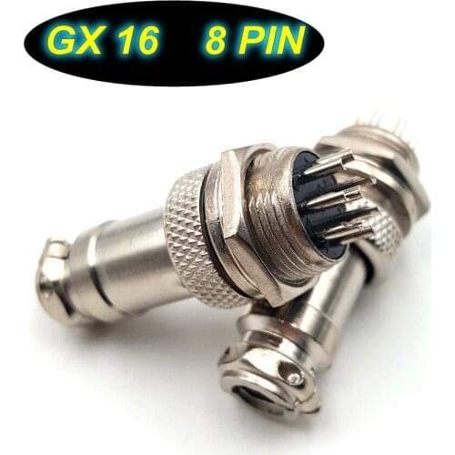 GAQUSU 1Set 8pin 16mm GX16-8 Aviation Plug & Socket Metal Male and Female Connector