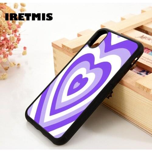 Iretmis 5 5S SE 6 6S TPU Silicone Rubber Phone Case Cover for iPhone 7 8 Plus X Xs 11 12 MINI Pro Max XR Heart purple