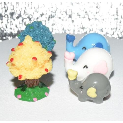 2 PCS Artifical Miniature Elephant Mini Resin Animal Micro Landscape Bonsai Decoration DIY Fairy Garden Accessory Table Decor