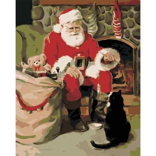 Oil Painting By Numbers Santa Clause Drawing On Canvas Decor For Home Painting By Numbers Scenery Unique Gift