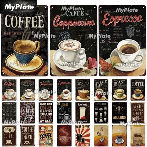 Coffee Vintage Metal Sign Tin Sign Vintage Decoration Man Cave Plaque Home Wall Decor Bar Sign Home Decor Cappuccino Poster
