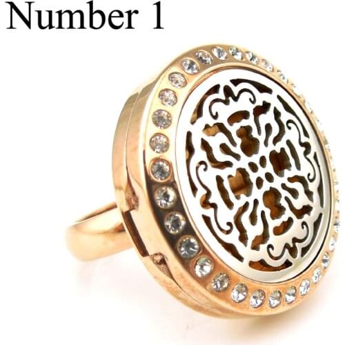 Old World Cross Rose Gold Locket Ring with Crystals (25mm) Essential Oils Stainless Steel Aromatherapy Aromatherapy Locket Ring