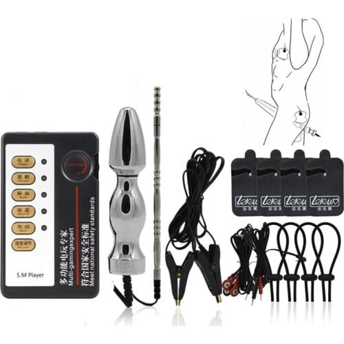 Electric Shock Kit,Anal Plug Urethral Catheter Nipple Clip Clitoris Stimulate Body Massager Penis Ring Adult Sex Toy For Couples
