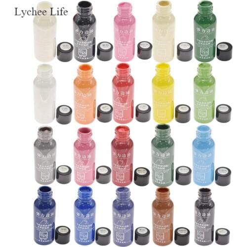 Lychee Life 30ML DIY Leather Edge Paint Oil Dye Highlights Professional 20 Colors Watercolor Paint Liquid Leather Craft