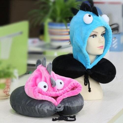Microbeads U Shaped Pillow & Hat Pillow Cartoon Multi-function Ties Memory Neck Travel Sleeping Bedding Body Pillows