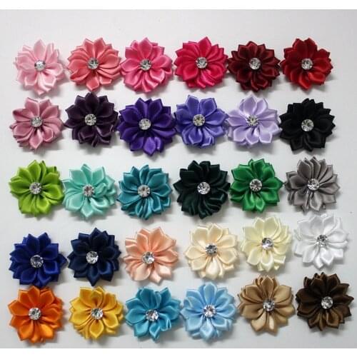 120PCS DIY Multilayers Satin ribbon fabric Flower Multilayers Flower for headbands hair accessory Kids men cloth accessories