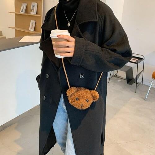 Fashion Plush Bear Messenger Bag Small Shopping Design Totes Handbag Female Student Shoulder Bags Simple Shopping Top-handle Bag