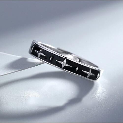 Fashionable men and women S925 silver-plated trendy awning glue personalized opening adjustable rings J412