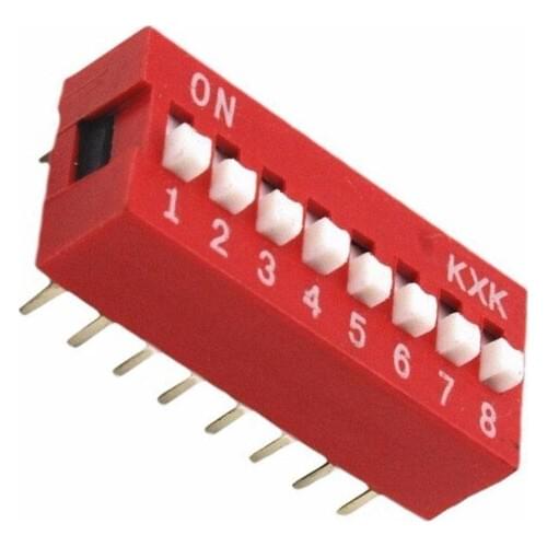 5PCS Slide Type Switch Module 2.54mm 8-Bit 8 Position Way DIP Red Pitch NEW
