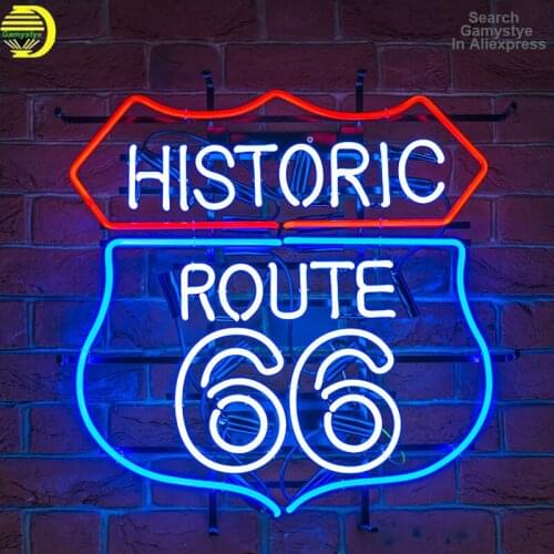 Neon Sign 10Kv Route 66 Retro Neon Sign Historic Neon Light Sign Beer Bar Neon Wall Light Window Lamps Sign Aesthetic Room Decor