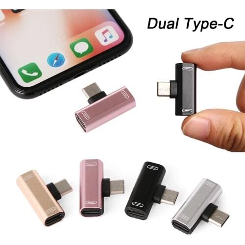 Wholesale FREE SHIPPING HOT SALE dual Type-c jack audio Headphone earphone usb charger call + charger + music + romote contro
