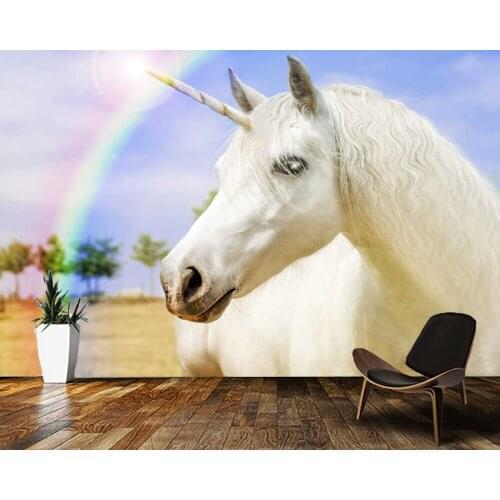 Papel de parede White unicorn 3d wallpaper,living room children bedroom kitchen wall papers home decor mural